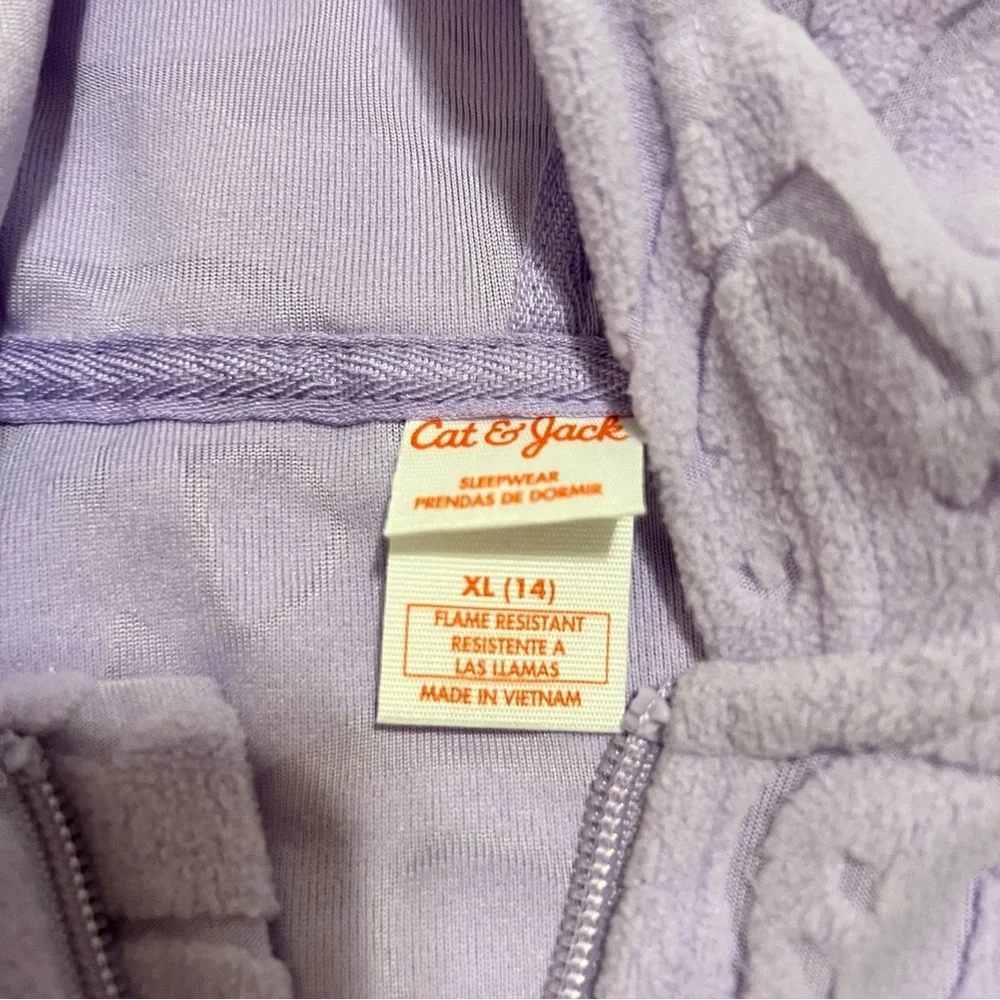 NWT Cat & Jack Kid's Hooded One-Piece Pajama- Lavender XL